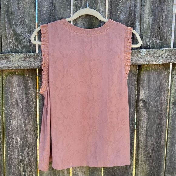 Anthropologie Current Air Mauve Ruffle Trim Tank Blouse | L - Picture 6 of 7
